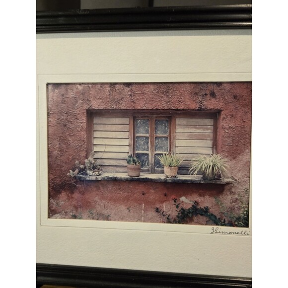 J. Simonelli Signed Matted & Framed Photo, Window With Plants, Vtg 90s - Picture 2 of 4
